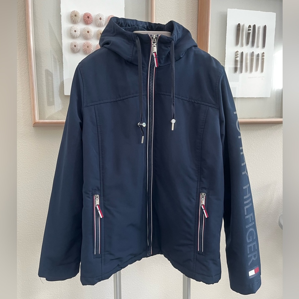 Tommy Hilfiger’s Navy Blue Hooded Storm Jacket